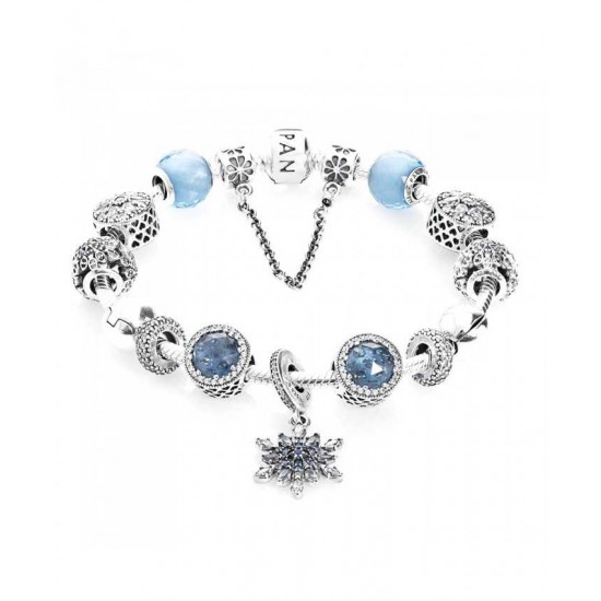 Pandora Bracelet Advertised Crystallised Flurry Complete PN 11703 Jewelry