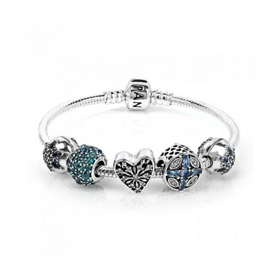 Pandora Bracelet Frosted Patterns Complete PN 11757 Jewelry