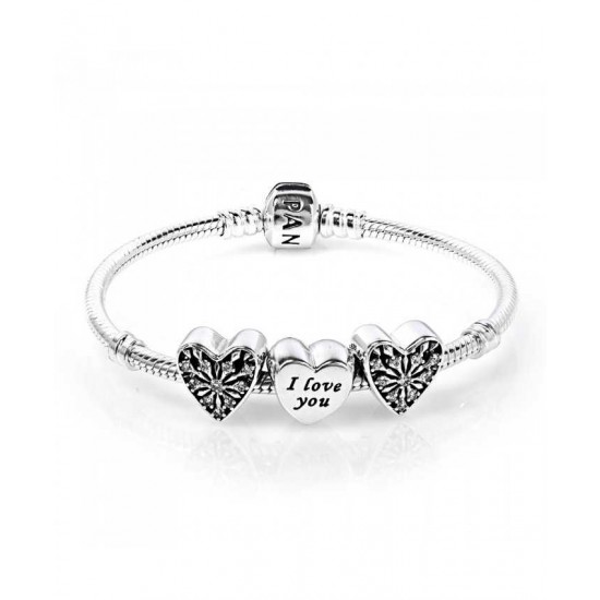 Pandora Bracelet I Love You Hearts Complete PN 11781 Jewelry