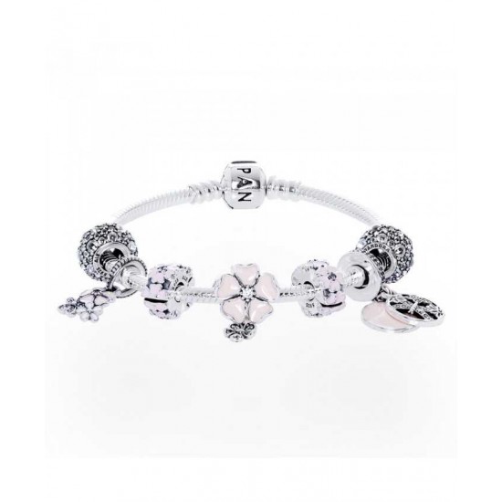 Pandora Bracelet Sparkling Blooms Complete PN 11954 Jewelry