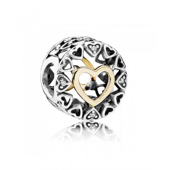 Pandora Charm Silver 14ct Gold Circle Of Love PN 11773 Jewelry