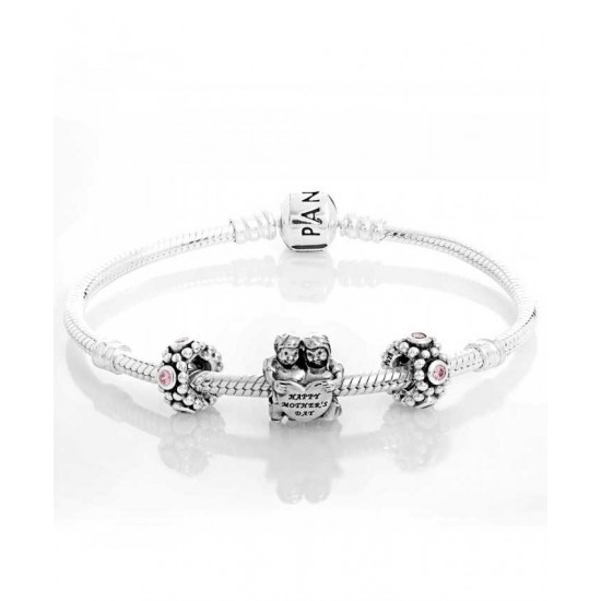 Pandora Bracelet Silver Dear Mother Complete PN 10259 Jewelry