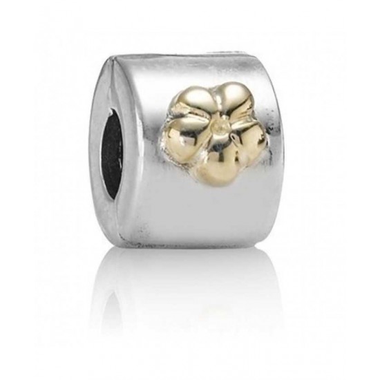 Pandora Clip 14ct Gold And Silver Flower Spacer PN 11424 Jewelry