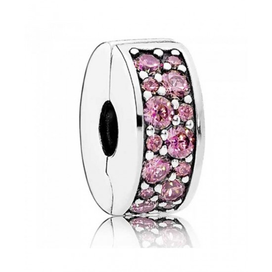 Pandora Clip Oriental Bloom Honeysuckle Pink Shining Elegance Sterling Silver PN 11437 Jewelry