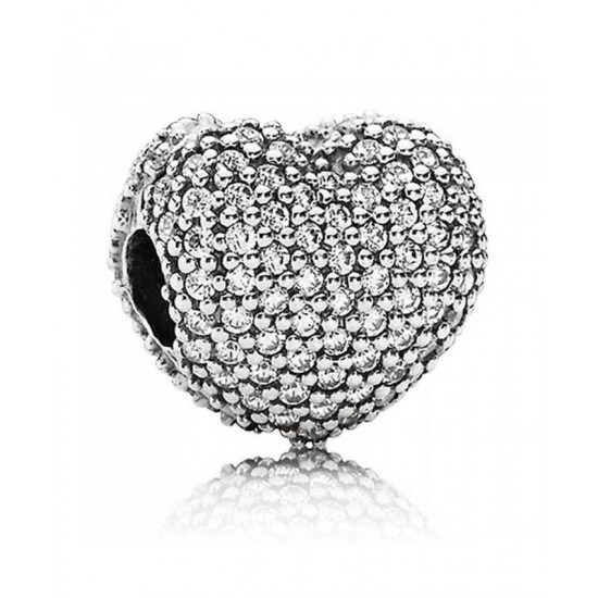 Pandora Clip Silver Pave Cubic Zirconia Heart PN 11444 Jewelry