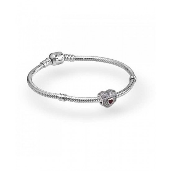 Pandora Bracelet Sparkling Heart Complete PN 10281 Jewelry