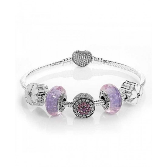 Pandora Bracelet Dazzling Floral Complete PN 10286 Jewelry