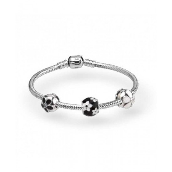 Pandora Bracelet Enamel Flowers Complete PN 10300 Jewelry