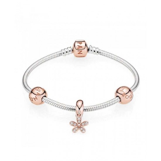 Pandora Bracelet Rose Dazzling Daisy Complete PN 10304 Jewelry