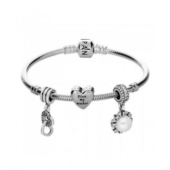 Pandora Bracelet First My Mother Forever My Friend Complete PN 10312 Jewelry