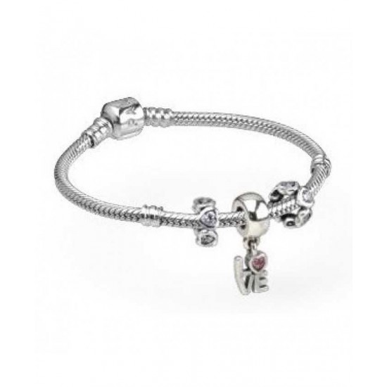 Pandora Bracelet Pink Cz Love Dropper Complete PN 10323 Jewelry