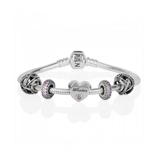 Pandora Bracelet Sparkling Sisters Love Complete PN 10329 Jewelry