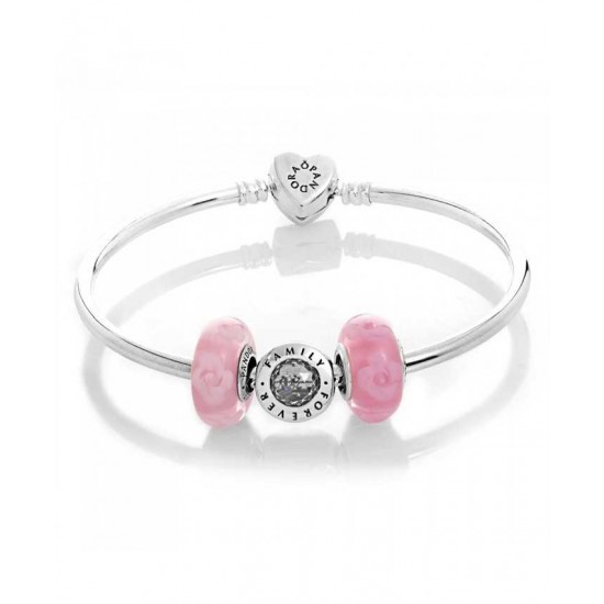Pandora Bracelet Silver Family Rose Complete Bangle PN 10333 Jewelry