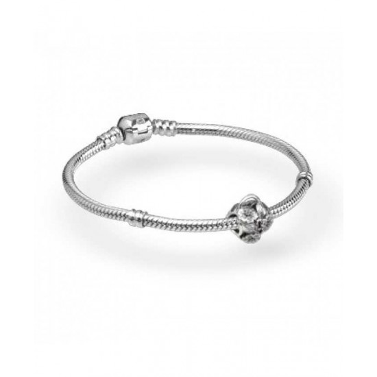 Pandora Bracelet Floral Heart Padlock Complete PN 10339 Jewelry