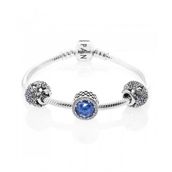 Pandora Bracelet Crystallised Snowflake Complete PN 10384 Jewelry