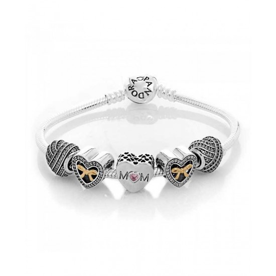 Pandora Bracelet Limited Edition Mothers Heart Complete PN 10399 Jewelry