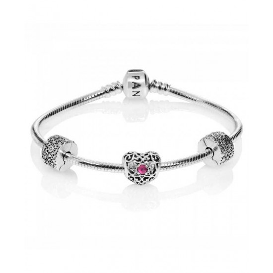 Pandora Bracelet July Birthstone Complete PN 10403 Jewelry