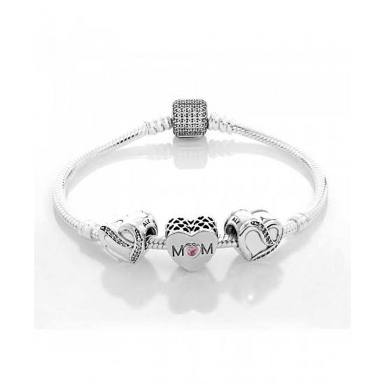 Pandora Bracelet Silver Mothers Love Complete PN 10409 Jewelry