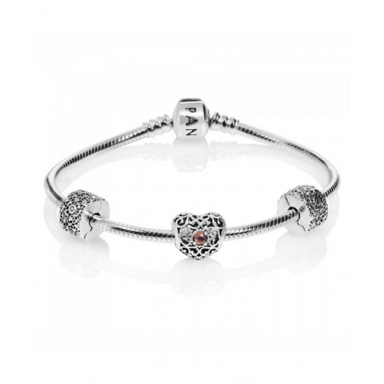 Pandora Bracelet January Birthstone Complete PN 10410 Jewelry