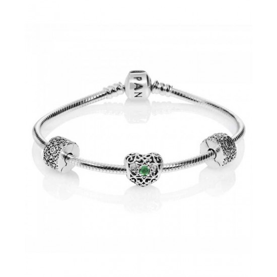 Pandora Bracelet May Birthstone Complete PN 10417 Jewelry