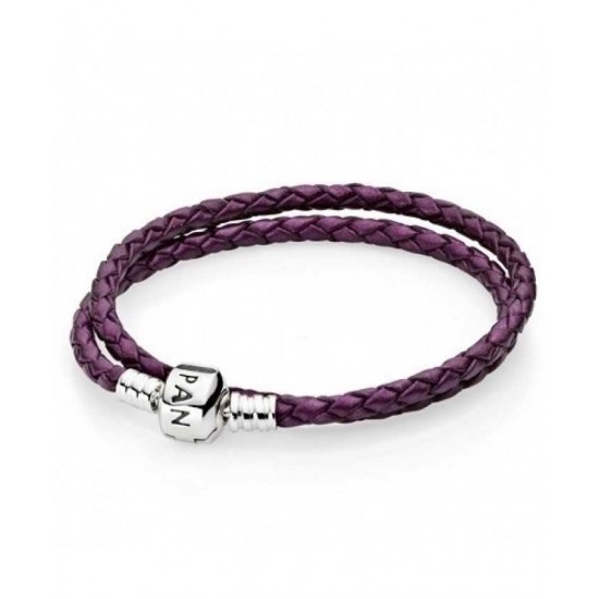 Pandora Bracelet Silver And Purple Braided PN 10421 Jewelry
