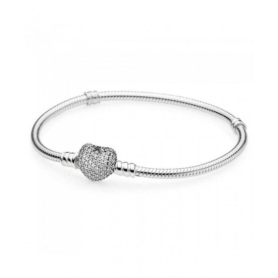 Pandora Bracelet Silver Pave Heart Moments PN 10430 Jewelry