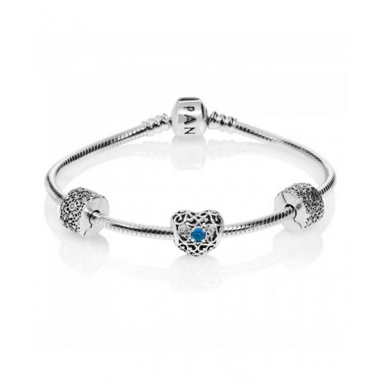 Pandora Bracelet December Birthstone Complete PN 10435 Jewelry