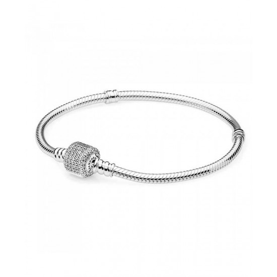 Pandora Bracelet Silver Cubic Zirconia Signature Clasp PN 10437 Jewelry