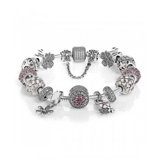 Pandora Bracelet Dazzling Floral Complete PN 10196 Jewelry