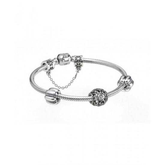 Pandora Bracelet Hearts Entwined Silver Complete PN 10226 Jewelry