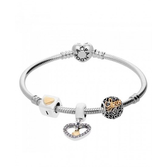 Pandora Bracelet Heart Of Gold Complete PN 10237 Jewelry