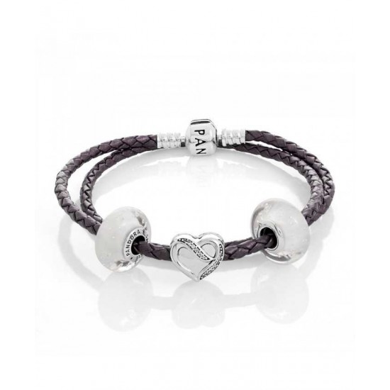 Pandora Bracelet Silver Ribbon Of Love Complete PN 10245 Jewelry