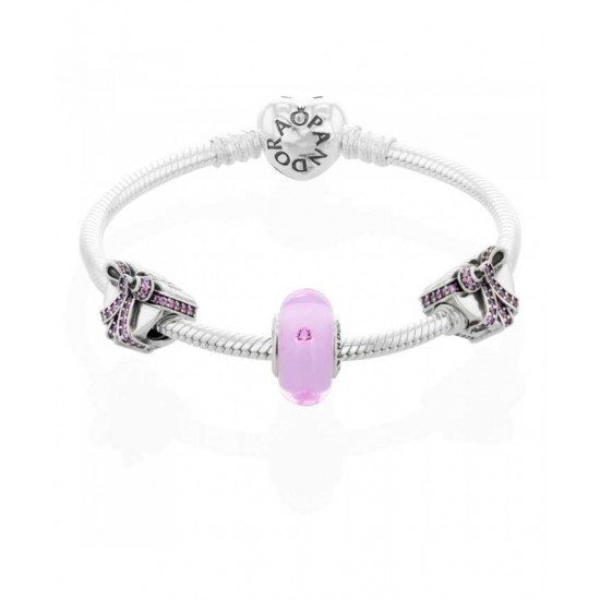 Pandora Bracelet Pink Present Complete PN 10250 Jewelry