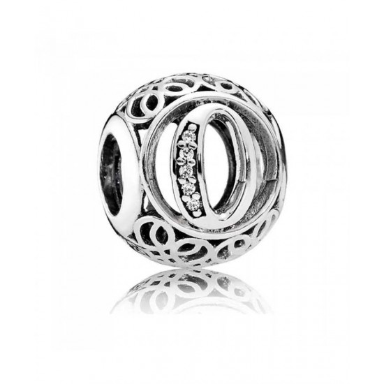 Pandora Charm Silver Cubic Zirconia Vintage O Swirl PN 10478 Jewelry