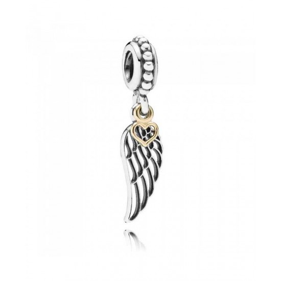 Pandora Charm Silver 14ct Gold Angel Wing Dropper PN 10496 Jewelry