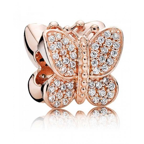 Pandora Charm Rose Sparkling Butterfly PN 10552 Jewelry