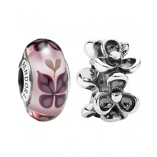 Pandora Charm Silver Floral Butterfly PN 10558 Jewelry