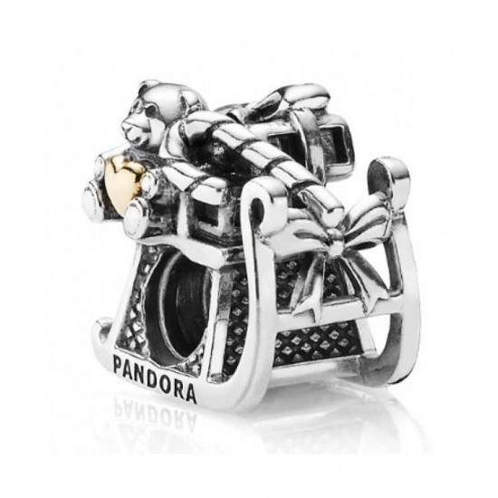 Pandora Charm Silver 14ct Gold Sleigh Bead PN 10587 Jewelry