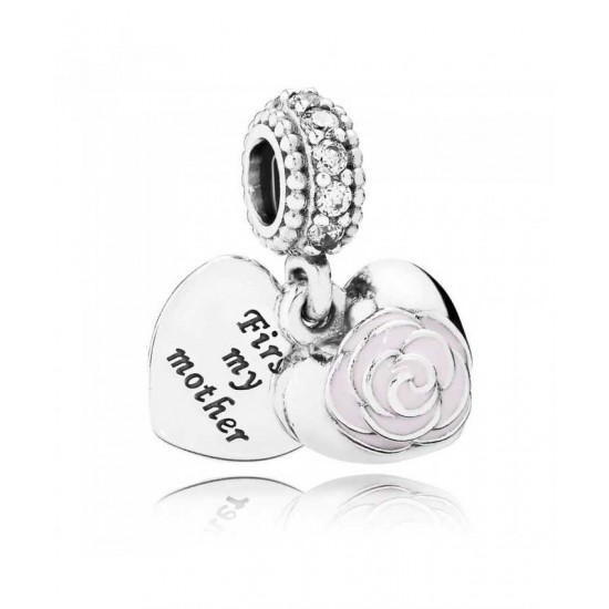 Pandora Charm Silver Mothers Rose Pendant PN 10627 Jewelry