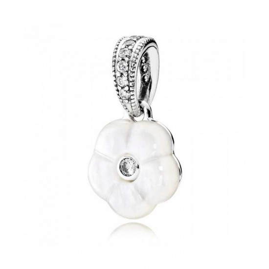 Pandora Charm Silver Luminous Floral Pendant PN 10660 Jewelry