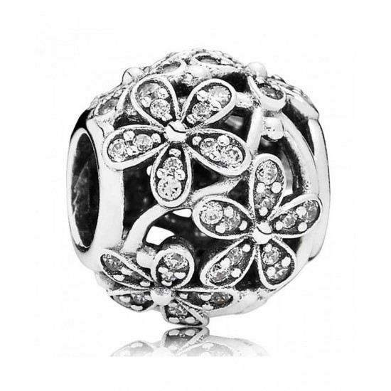 Pandora Charm Silver Cubic Zirconia Openwork Daisy PN 10667 Jewelry