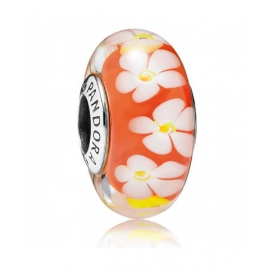 Pandora Charm Orange Flower Murano PN 10682 Jewelry