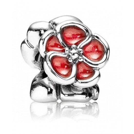 Pandora Charm Silver And Red Enamel British Rose PN 10687 Jewelry