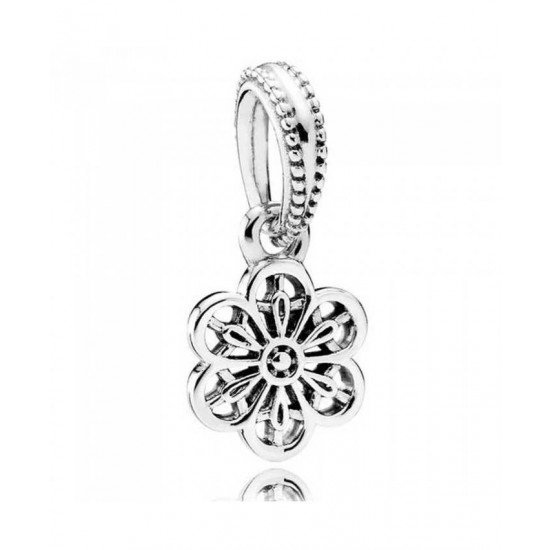Pandora Charm Silver Floral Lace Dropper PN 10689 Jewelry