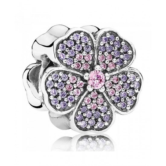 Pandora Charm Silver Pink And Purple Cubic Zirconia Primrose PN 10691 Jewelry