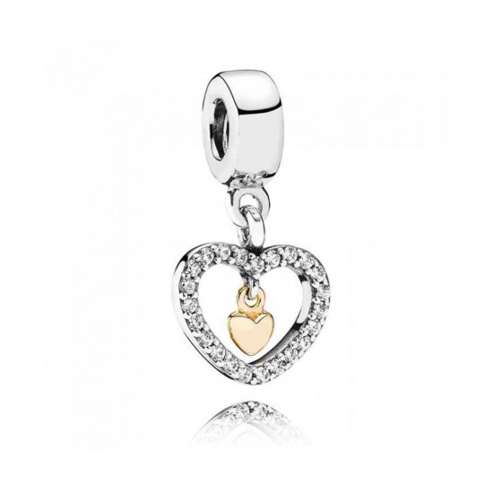 Pandora Charm Silver 14ct Cubic Zirconia Heart Dropper PN 10733 Jewelry
