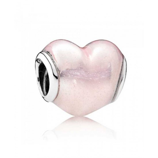 Pandora Charm Silver Pink Enamel GlitteRing PN 10742 Jewelry