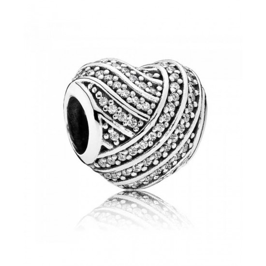 Pandora Charm Silver Cubic Zirconia Love Lines PN 10755 Jewelry