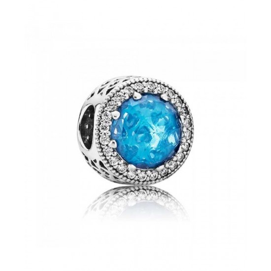 Pandora Charm Silver Sky Blue Radiant Hearts PN 10756 Jewelry