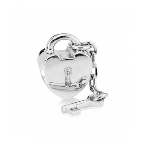 Pandora Charm Silver Heart Lock And Key Bead PN 10761 Jewelry